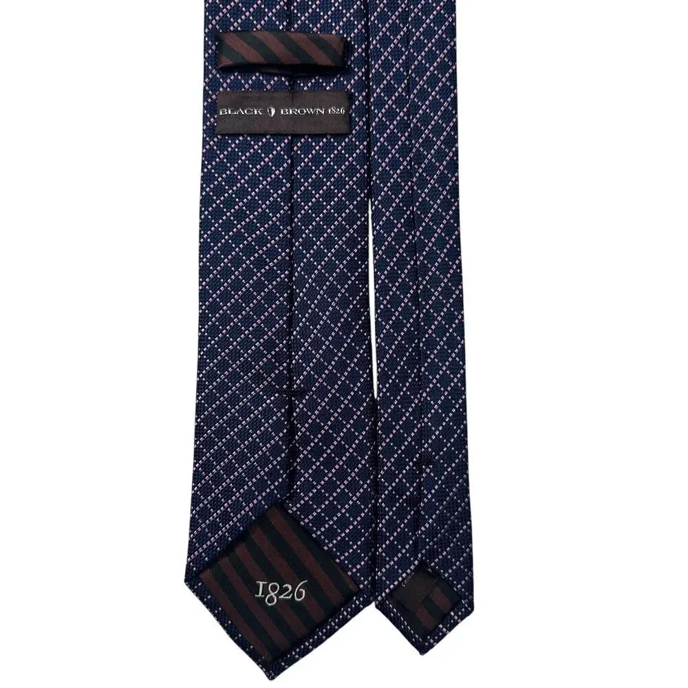 Black Brown 1826 100% Silk Mens Neck Tie Navy Blue Pastel Pink‎ Woven Plaid